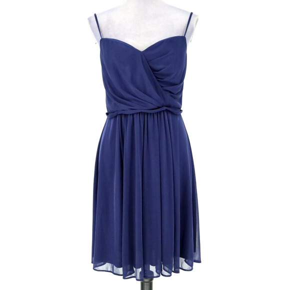 Davids Bridal Dress Womens 10 Blue Sweetheart Strappy Pleated Lined Wedding Prom - Picture 1 of 12
